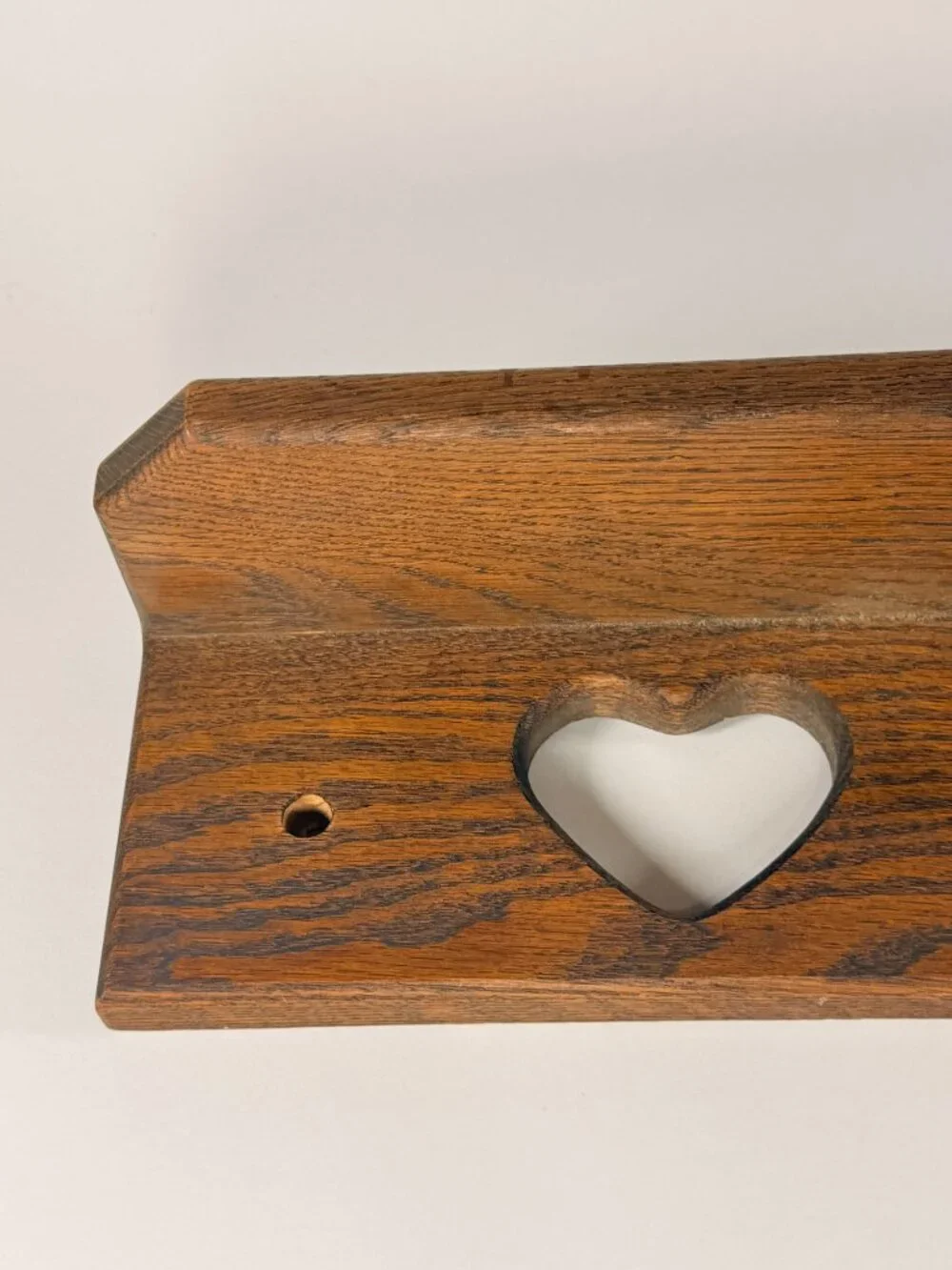 Wooden Wall Coat Rack Heart Cutout Hooks Rustic Oak Pre Owned Good Condition